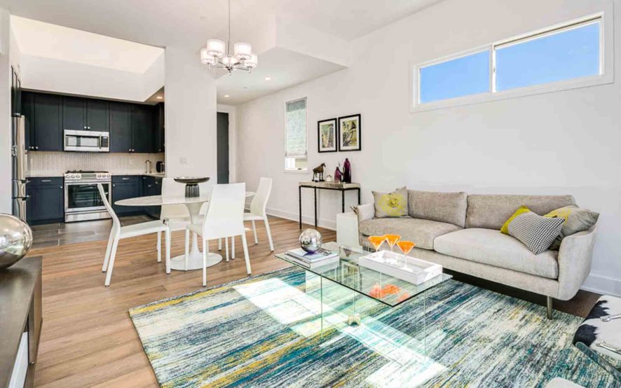 West Grove Pasadena condominiums, 125 Hurlbut Street - Living room and kitchen
